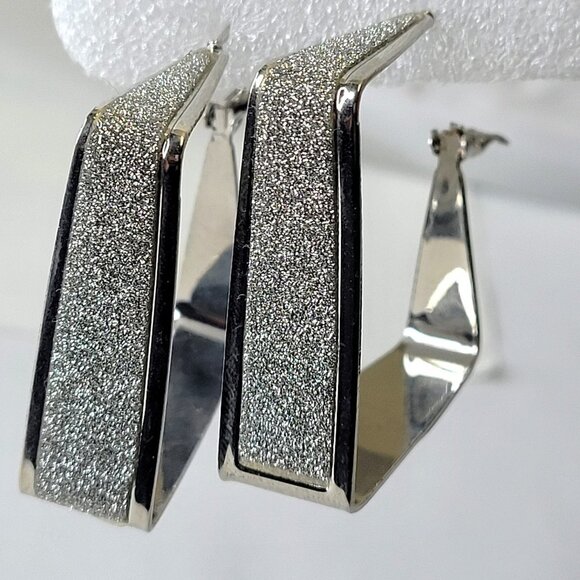 Square Silver Tone Earrings - Picture 1 of 15